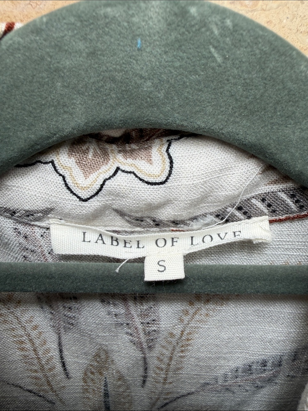 Label of Love Beige Brown Palm Floral Safari Button Front Tunic Dress Small - Picture 2 of 7